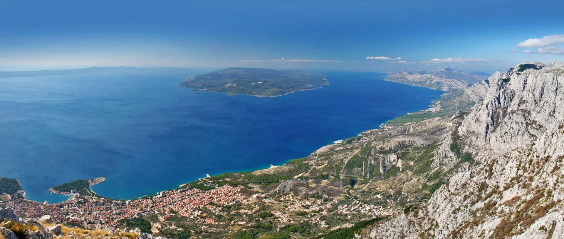 beautiful view to mediterranean coast biokovo mountain, croatia
